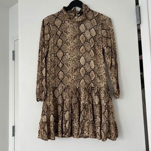 Zara Animal Print Long Sleeve Dress